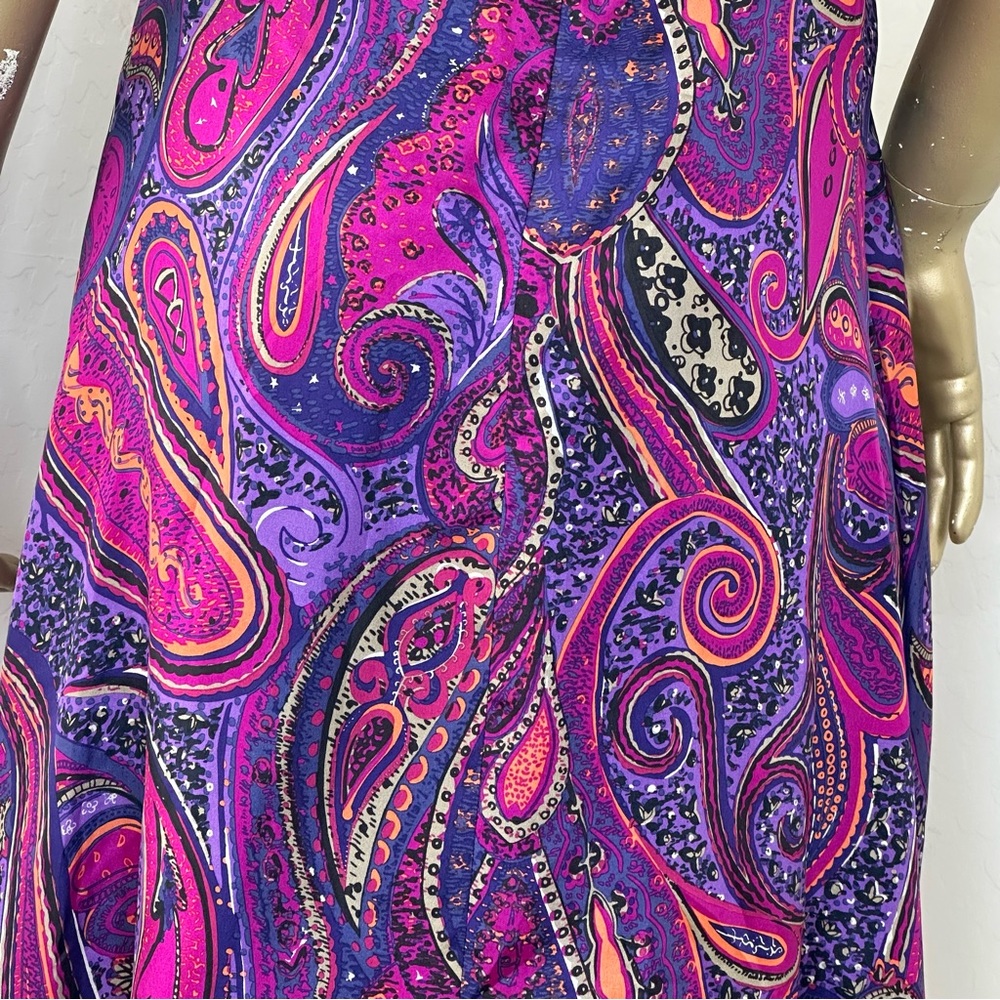 TRINA TURK DEVENDRA ‘ULTRA VIOLET’ 100% Silk fit & flare paisley print dress 0 - Picture 7 of 10
